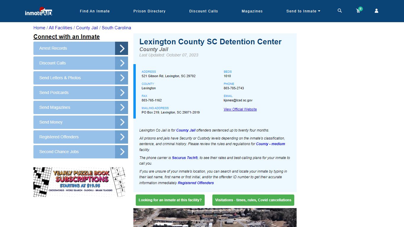 Lexington County SC Detention Center - Inmate Locator - Lexington, SC
